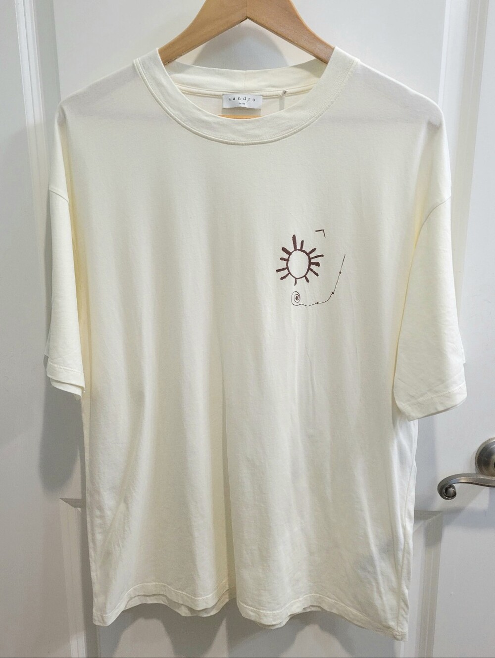 Sandro Paris Luxury Casual Cotton Tee Neutral Minimal Shirt